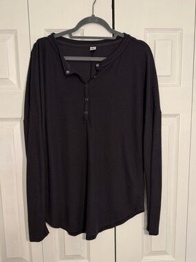 Henley Waffle Long Sleeve - Old Navy - L Tall